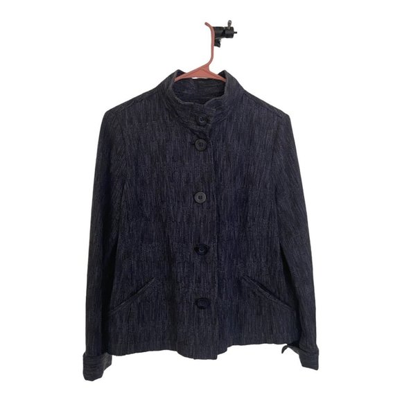 J Jill Blue Tweed Button Up Blazer Jacket Small - Picture 1 of 6